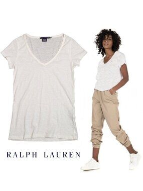 NWOT Ralph Lauren Sport Slub Cotton V-neck Tee / Medium